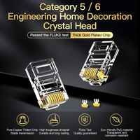Conector Modular Blindado Mindpure Crystal Head RJ45/RJ11 CAT5e/CAT6/CAT7 Macho Chapado en Oro para Red Ethernet 100/1000 Base-T 1U3U6U