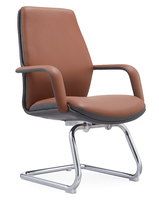 Chaise ergonomique empilable à dossier moyen pour visiteurs et bureau à domicile, en cuir PU résistant aux rayures, mousse haute résilience, finition polie, directement de l'usine