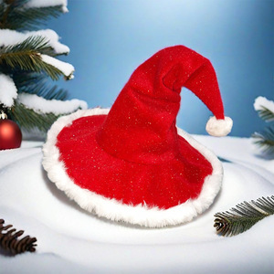 Chapeau de Noël Luling Yaoyao en velours rouge, style Père Noël, brodé, pour les fêtes - Product Image 3