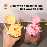 JM6 Ensemble de 2 Bouteilles d'Eau en Plastique Grande Capacité Ours Mignon Couleurs Dégradées avec Autocollants 3D pour Enfants