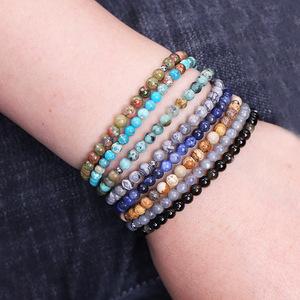 High Quality 4mm Natural Semi-precious Stone 925 Sterling Silver <strong>Beads</strong> Elastic Gemstone <strong>Bracelet</strong> for Women - Product Image 3