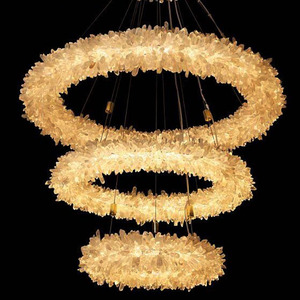 Lámpara Colgante Moderna de Cristal Natural Redonda para Restaurante, Lámpara de Techo Anular Extravagante y Atmosférica para Sala de Estar HM-C-8328 Moderna - Product Image 1