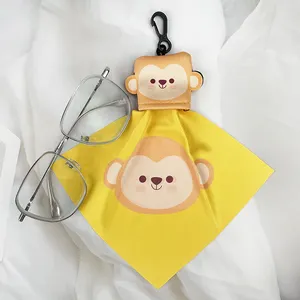Reusable Custom Printed Microfiber Monkey Sling Cloth Key Chain Small Bag Cloth Portable Sunglasses Pouch Glasses Cleaning Cloth