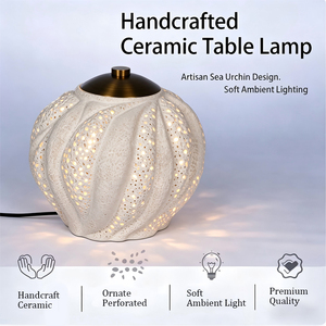 Handcrafted Ceramic <b>Table</b> Lamp with Hollowed-Out Design Warm <b>LED</b> interior decorative lighting <b>bedside</b> lamp modern luxury <b>table</b> - Product Image 2