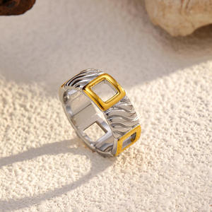 Tùy Chỉnh Hai Tone <span class=keywords><strong>Ring</strong></span> Cho Phụ Nữ Vàng Mạ Thép Không Gỉ Đồ Trang Sức Thời Trang Stackable Ban Nhạc Thiết Kế Có Thể Điều Chỉnh Thoải Mái Phù Hợp - Product Image 4