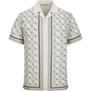 Camisa de Lino Personalizada para Hombre, Manga Corta, Estampada, Transpirable, para Vacaciones y Playa - Product Image 1