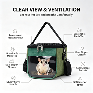 Sac de transport portable et respirant pour animaux de compagnie avec fenêtre transparente, idéal pour les sugar gliders, hamsters, écureuils, hérissons, cochons <span class=keywords><strong>d</strong></span>'<span class=keywords><strong>Inde</strong></span> - Product Image 4
