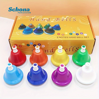 Orff 8 Tone Hand Press Bell, Colorful Chime Bells, Early Education Percussion Toy for Kindergarten Teaching and Performance