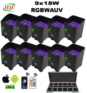 Par <span class=keywords><strong>LED</strong></span> Inalámbrico a Batería 9*18W RGBWA UV 6en1, Luces <span class=keywords><strong>LED</strong></span> para Bodas, Control por Wifi, Aplicación Móvil y <span class=keywords><strong>DMX</strong></span> <span class=keywords><strong>512</strong></span> - Product Image 1