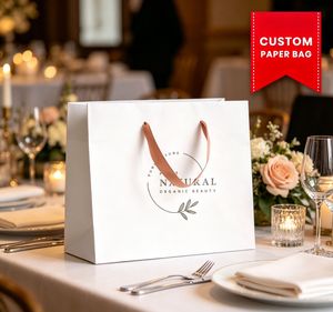 Custom Printed Beauty Packaging Bag with Branded Logo Design OEM ODM Skincare Packaging Paper Bag with Custom Brand Printing - Product Image 1