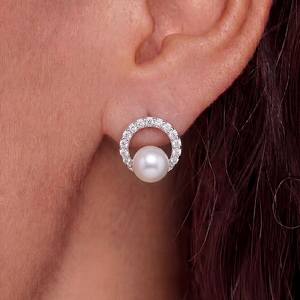 Boucles d'oreilles en perles d'eau douce naturelles, bijoux en argent sterling S925 pour femmes, élégantes, rondes, minimalistes, cadeau de mariage - Product Image 3