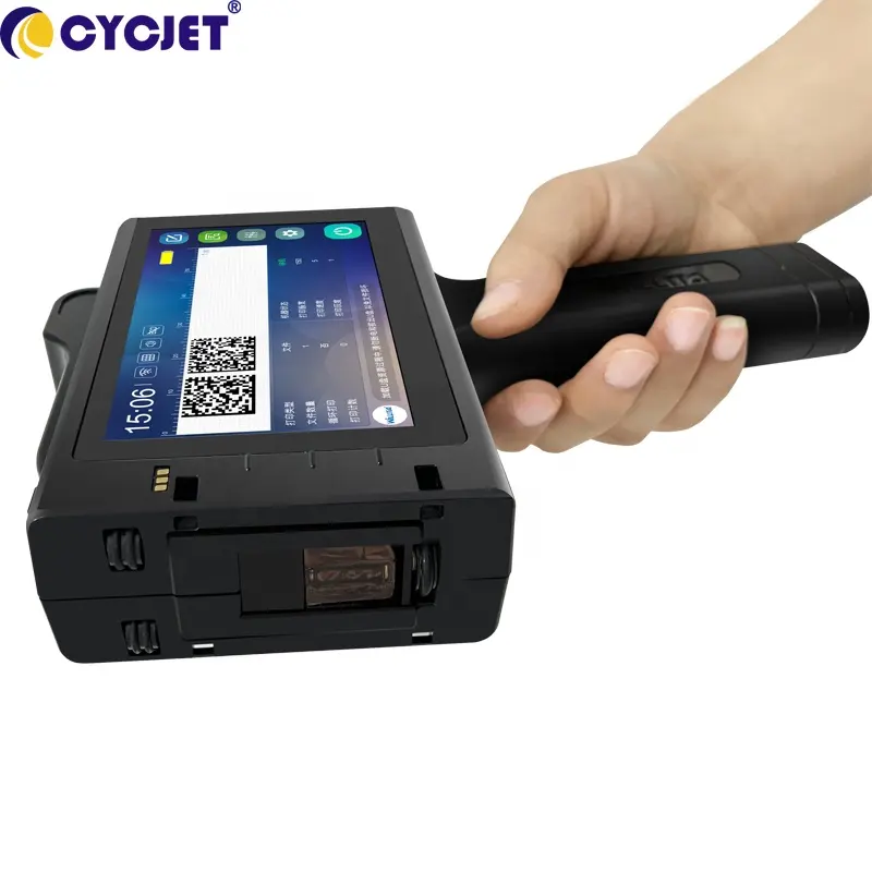 CYCJET yeni tasarım Tij 12.7mm siyah Solvent mürekkep taşınabilir çoklu dil dokunmatik ekran el Mini mürekkep püskürtmeli yazıcı