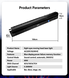 ADZ 8-Head Red Laser <span class=keywords><strong>Bar</strong></span> <span class=keywords><strong>LED</strong></span> Wall Wash 8-Eyes RGB Cabeza móvil Iluminación de escenario para DJ Discotecas KTV-Disco Light