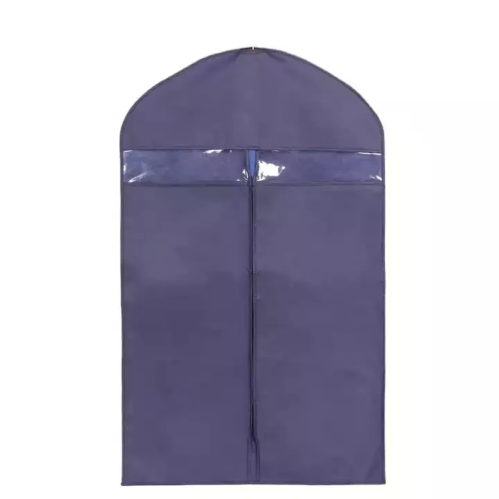 Özel Logo baskı keçe elbise çantası seyahat çantası şeffaf PVC pencere ile takım elbise kapağı