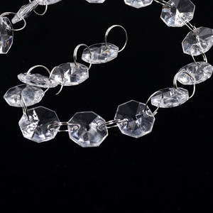 투명 14mm 팔각형 크리스탈 아크릴/플라스틱/루사이트 샹들리에 비즈 두 개의 구멍 8면체 램프 프리즘 부품 보석 제작용 - Product Image 5