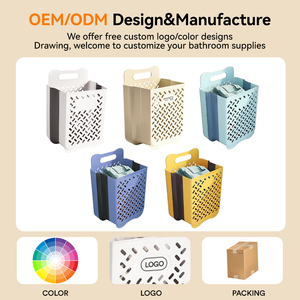 Tùy chỉnh nhựa có thể gập lại ráp giỏ giặt với xử lý không thấm nước treo tường Giỏ quần áo giặt bask cản trở - Product Image 6