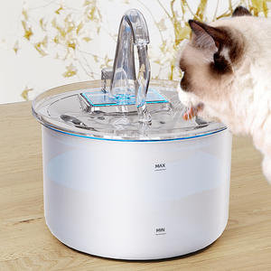 Fontaine à eau pour animaux de compagnie, forme cylindrique, avec lumière et design détachable, modèle électrique blanc FT100 - Product Image 2