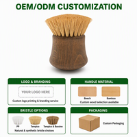 Brosse à vaisselle en bois avec poils Tampico, brosse de nettoyage manuelle pour ustensiles de cuisine, vaisselle et évier