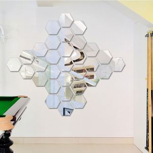 Hot Selling Acrylic Hexagonal <b>Mirror</b> Wall Sticker <b>With</b> Adhesive Backing Wall Decoration <b>Crystal</b> Stereo <b>Mirror</b> Sticker - Product Image 1