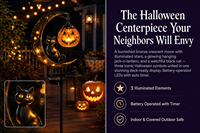 Lampu Taman Tenaga Surya Kucing Hitam & Bulan Labu Halloween dengan Desain Kartun Kreatif Tahan Angin IP44
