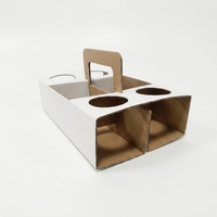 Boîtes en carton ondulé avec impression de logo personnalisée, pelliculage mat, plateau porte-gobelets 4 places pour café, boissons, bière à emporter