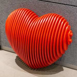 ML-WD045 Corazón Rojo de Madera Maciza, Arte de Pared Personalizable para Decoración del Hogar, Diseño Paramétrico, Decoración de Pared Pulida - Product Image 1