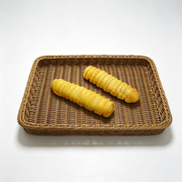 Panier de rangement rectangulaire marron en rotin synthétique PP tressé à la main, écologique, peu encombrant et étanche pour fruits, collations et articles divers