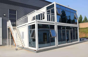 Cafetería y Pabellón de Ocio Modular de Dos Pisos en Contenedor Corrugado con Pared de Vidrio Completa y Balcón - Product Image 3