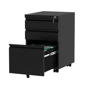 Shellymay 3-Drawer Mobile File Cabinet with Lock, Office Storage Filing Cabinet for Legal/Letter Size, Pre-Assembled Metal File