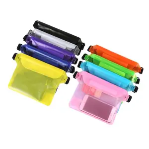 Bolsa impermeable de Pvc transparente de promoción barata, riñonera seca para nadar, cinturón de teléfono móvil con pantalla táctil