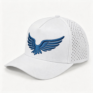 หมวกแก๊ปแบบกำหนดเอง 5 แผง ตัดด้วยเลเซอร์ เจาะรู หมวกแก๊ปหรูหราสองสีแบบ Snapback ปักลาย 3 มิติ หมวกกอล์ฟสำหรับผู้ชาย - Product Image 1