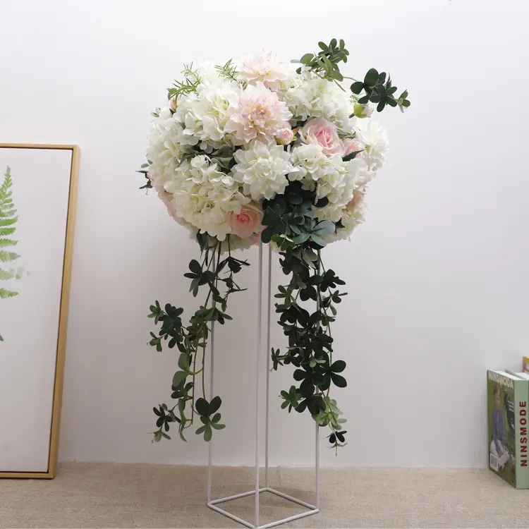 E- 50CM CenterPiece Ceiling Hanging Flower Ball Weddings Artificial Silk Rose Flower Kissing Balls For Party Decoration