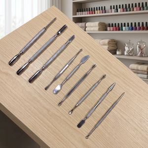Kit de repousse-cuticules en acier inoxydable double extrémité, outils de manucure et pédicure, manche texturé, réutilisable, pour soins des ongles, en boîte, pour salon - Product Image 1