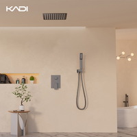 Mitigeur de douche thermostatique mural en laiton à poignée unique, noir mat, avec jets de massage et pluie douce, eau chaude et froide, pour hôtels et villas