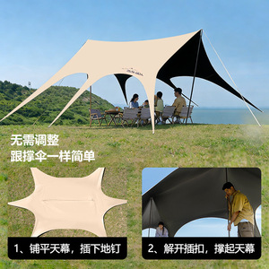 Tente de protection solaire en vinyle noir épaissi Yuehao Swallowtail Canopy, abri de camping et de pique-nique en plein air, utilisable en toutes saisons - Product Image 3