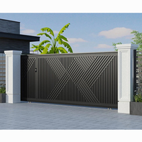 Entrée industrielle moderne simple Portes avant principales en métal Conception de maison Allée extérieure Porte coulissante automatique en aluminium pour