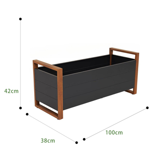 <span class=keywords><strong>Jardinera</strong></span> Elevada de Metal Resistente, Fácil de Montar, Rectangular, Grande, con Marco de <span class=keywords><strong>Madera</strong></span> para Jardín Exterior - Product Image 5