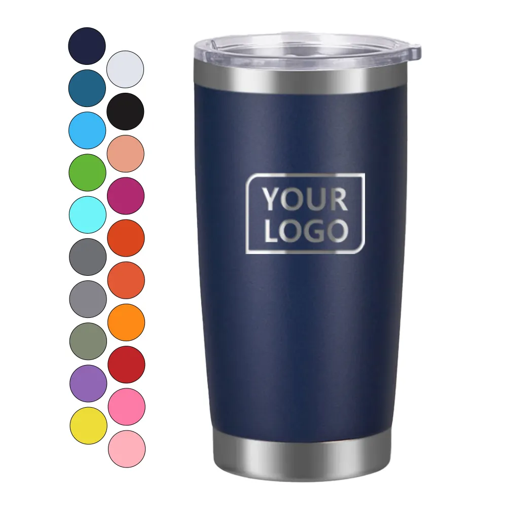 Alvin Custom Powder Coated Coffee Cups 20oz Tumbler Vacuum Insulated Travel Mug Stainless Steel Double Wall Bulk Cup with Lids