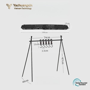 Soporte de Cocina Metálico para Exteriores, Estructura Triangular Negra, Plegable y Colgante, para Parrillas de Camping - Product Image 6