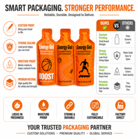 Sachet de Gel Énergétique Personnalisé 30g 40g 50g, Sachet en Aluminium Découpé à l'Emporte-Pièce avec Ouverture Facile, Échantillon de Nutrition Sportive Électrolytique en Gros