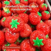 NQ Crunchy Strawberry Squishy Slow Rise TPR Funny Mini Fidget Toy for 5 to 7 Years Unisex Stress Relief Squeeze Building Block