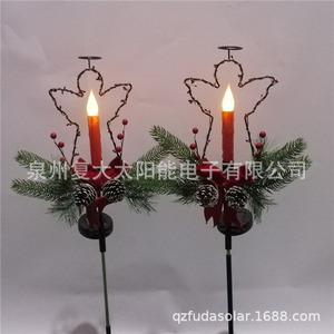 Lumière solaire en fil de fer en forme d'ange, bougie LED, décoration de jardin de Noël, imperméable, extérieur - Product Image 1