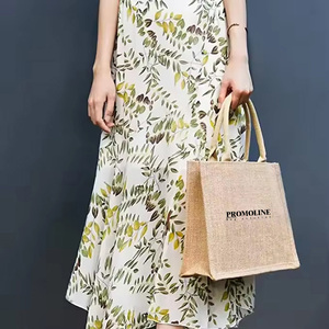 حقيبة حمل جوت سهلة الاستخدام بشعار مخصص حقيبة تسوق صديقة للبيئة من الخيش بمقبض قطني للاستخدام اليومي - Product Image 2