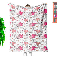 Valentijnsdag Cadeau Op Maat Roze Cartoon Schattige Micky Mouse Liefdepatroon Dubbelzijdig Comfortabel Pluche Vacuüm Verpakkingsdeken