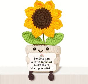 Regalos de Agradecimiento Hechos a Mano, Decoración de Girasol Positivo en Crochet, Lindo Regalo de Agradecimiento con Tarjeta Cálida para Amigos y Familiares - Product Image 6