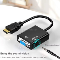 Konverter HDTV ke VGA Berlapis Emas Grosir 1080P, Kabel Adaptor Male Female dengan Audio 3.5mm untuk Komputer, Laptop, Tablet, TV, Home Theater
