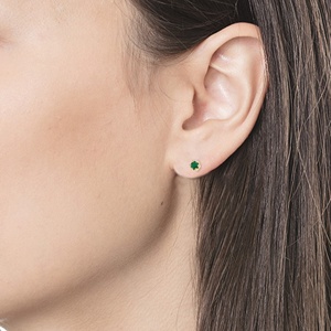 Handmade Natural Round Emerald Gemstone <b>Earring</b> <b>Studs</b> 14K <b>Fine</b> Yellow Gold Solitaire <b>Stud</b> <b>Earrings</b> <b>Fine</b> Jewelry for Women Girls - Product Image 4