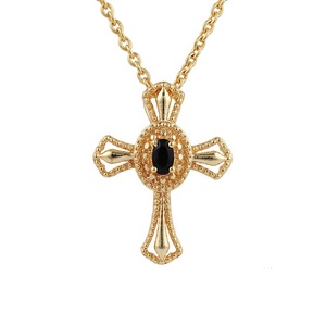 Designer blue topaz gemstone <b>necklace</b> cross pendant <b>charm</b> jewelry gold plated hand designer chain pendant jewelry gift <b>for</b> her - Product Image 3