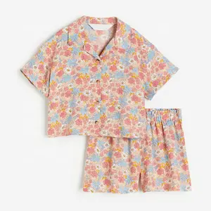 Luxe Kinderdesigners Kleding Op Maat Gemaakte Bloemenprint Zomer 2-delige Outfit Meisjes Kleding Sets