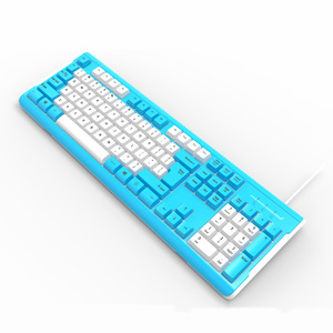 Teclado USB con Cable Azul de Tamaño Completo, 104 Teclas, Membrana, Teclado de Escritorio para Computadora con Teclado Numérico, Material Plástico - Product Image 1